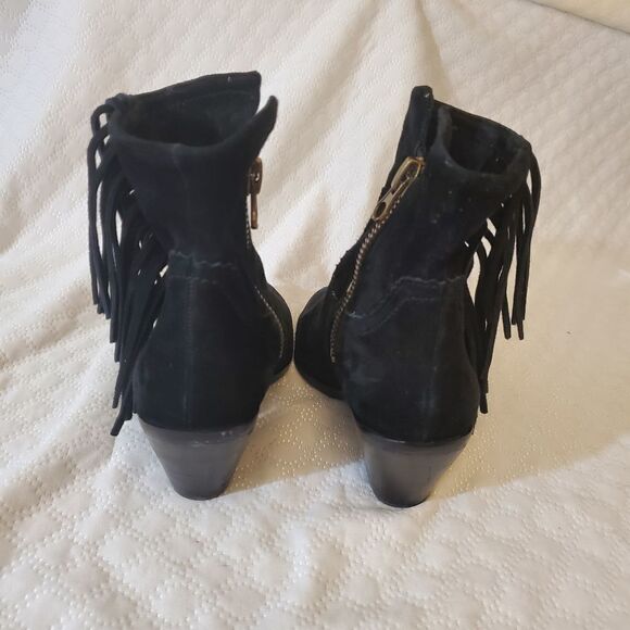 Sam Eldeman Louie Fringe Black Bootie Size 6.5 - Picture 6 of 12